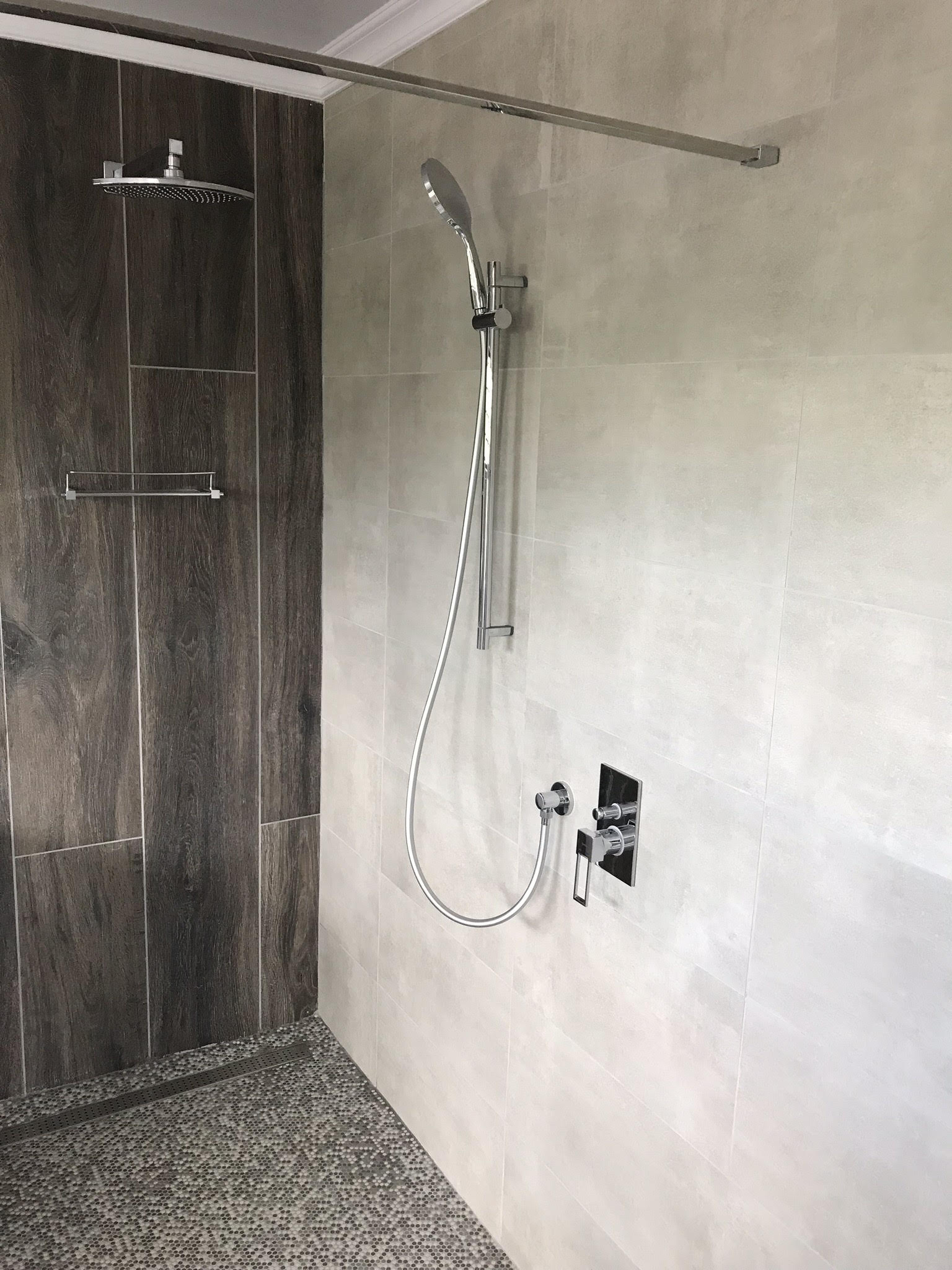 Completed modern bathroom renovation by Bathroom Galore