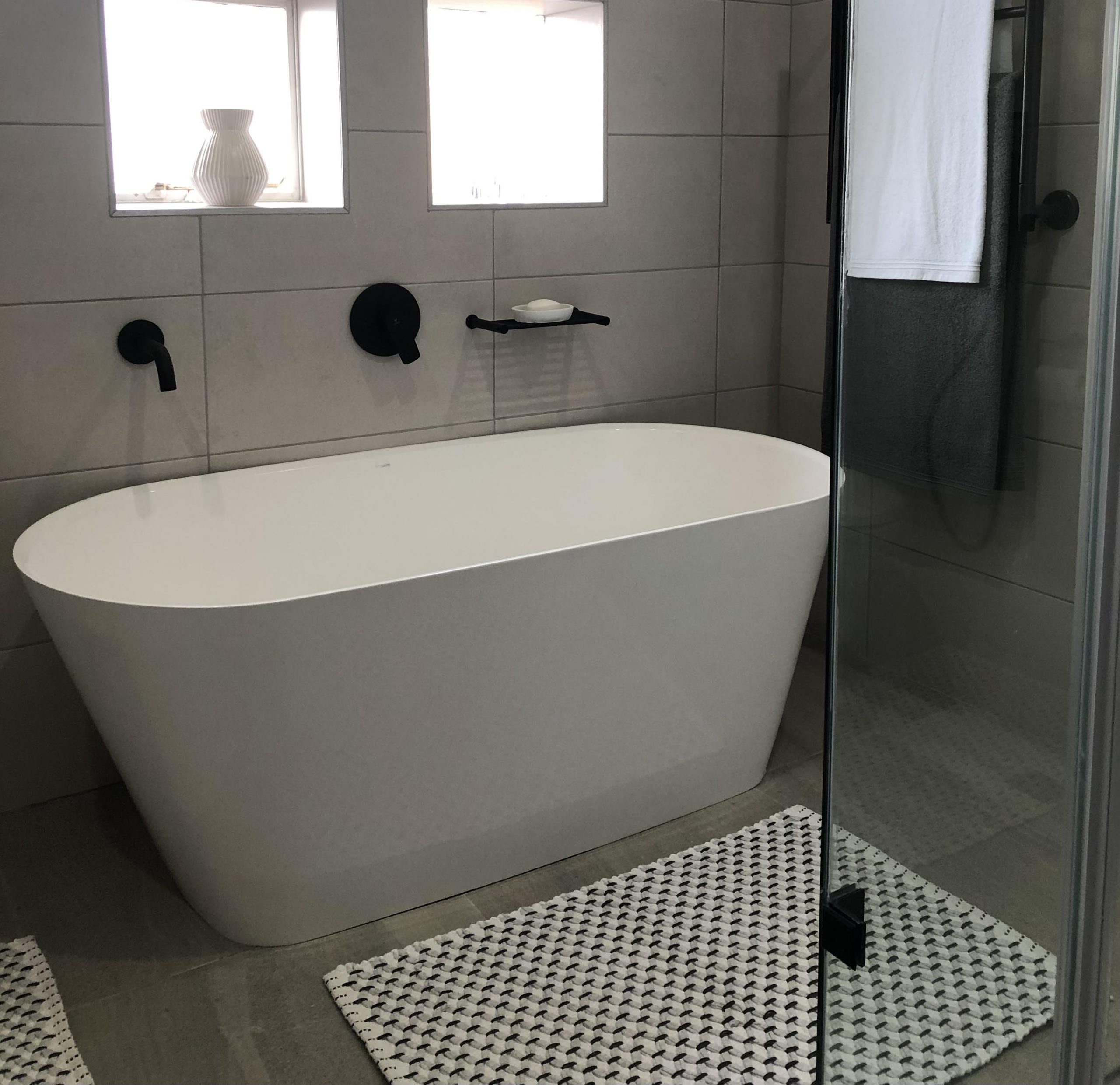 Completed contemporary bathroom renovation