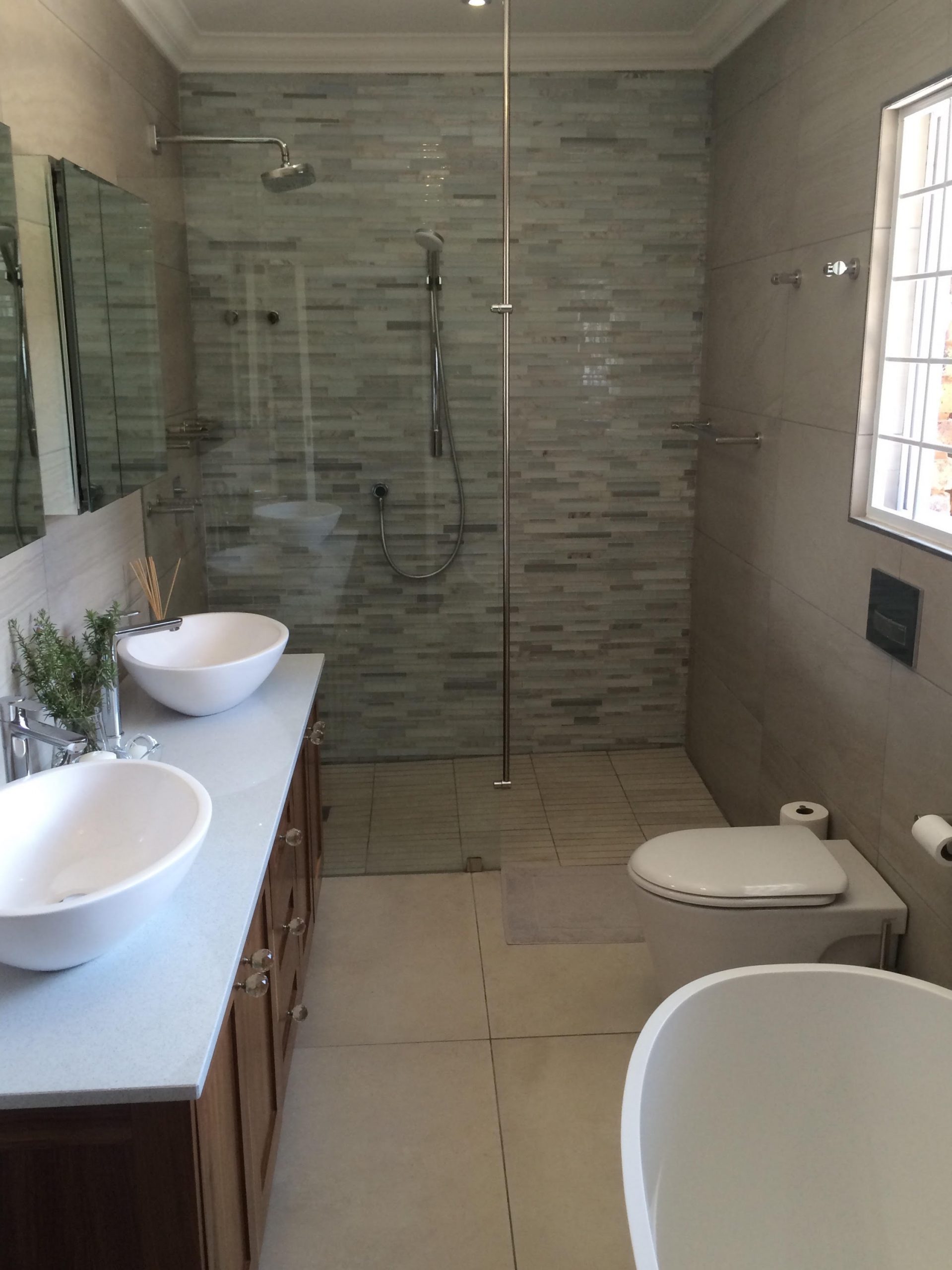 Completed modern bathroom renovation by Bathroom Galore