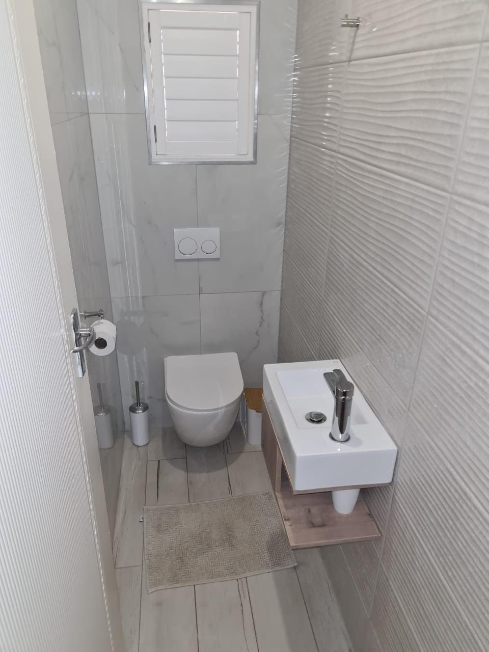 Completed contemporary bathroom renovation