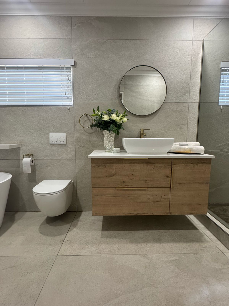 Completed modern bathroom renovation
