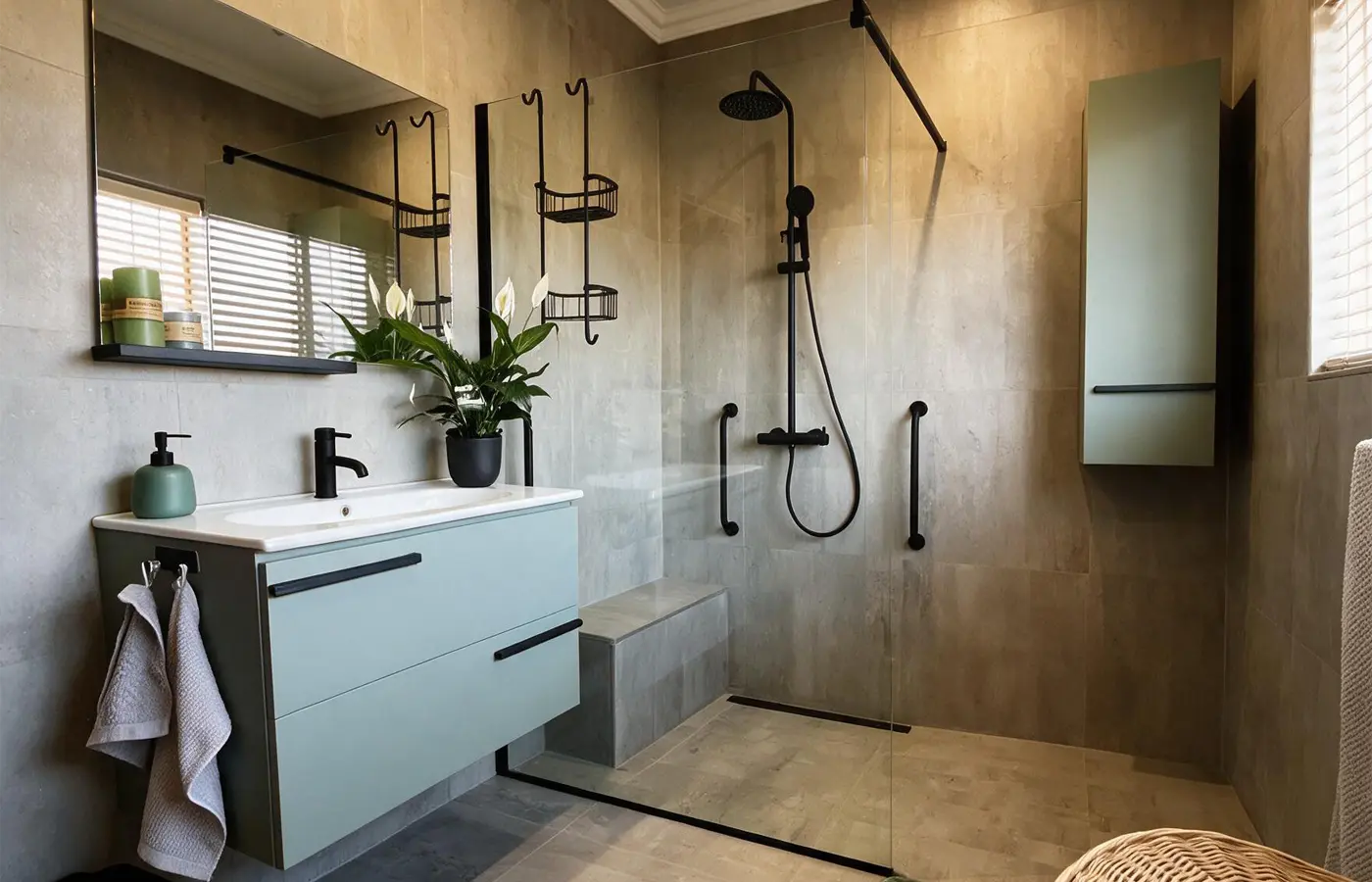 Completed modern bathroom renovation by Bathroom Galore